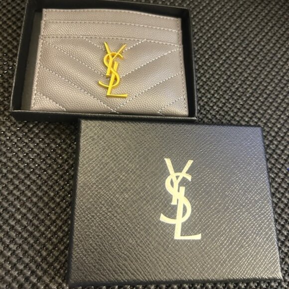 Saint Laurent Gray Leather Card Holder - Picture 1 of 4